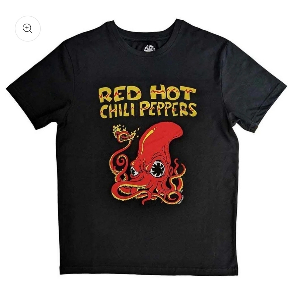 Retro 90s Rockband T-shirt Red Hot Chili Peppers Black- Red Octopus Y2K Unisex